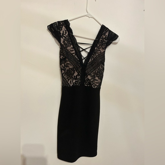 Lulus Give a Glam Black Lace Lace-Up Bodycon dress XS - Picture 5 of 7